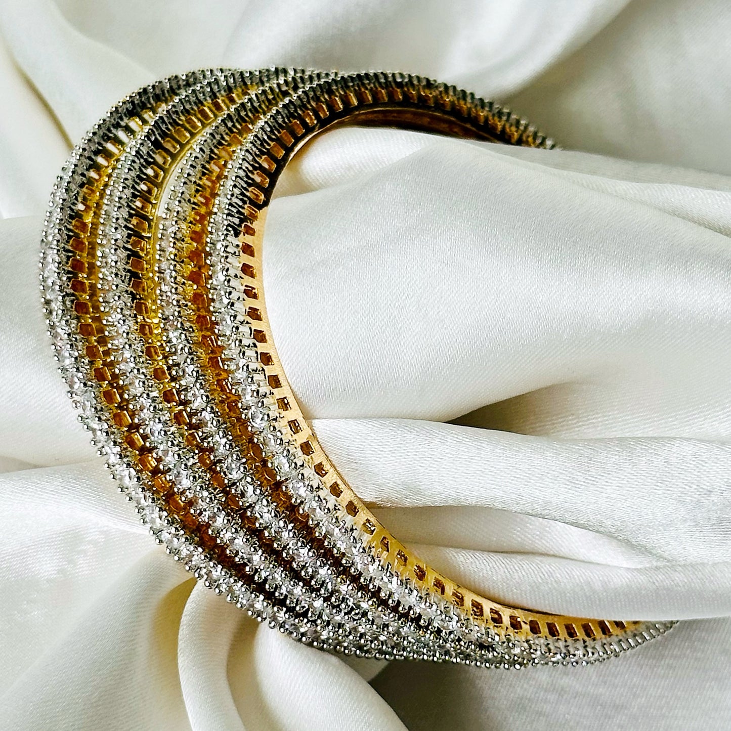 American Diamond Gold-Silver Plated Bangles Set of 4