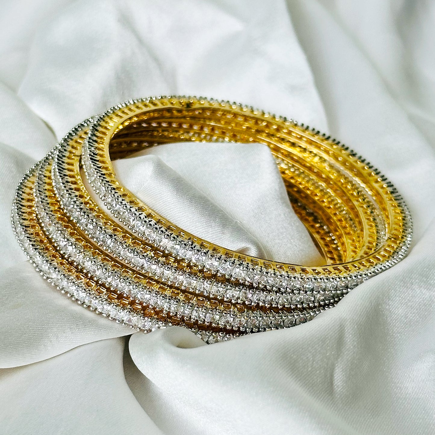 American Diamond Gold-Silver Plated Bangles Set of 4