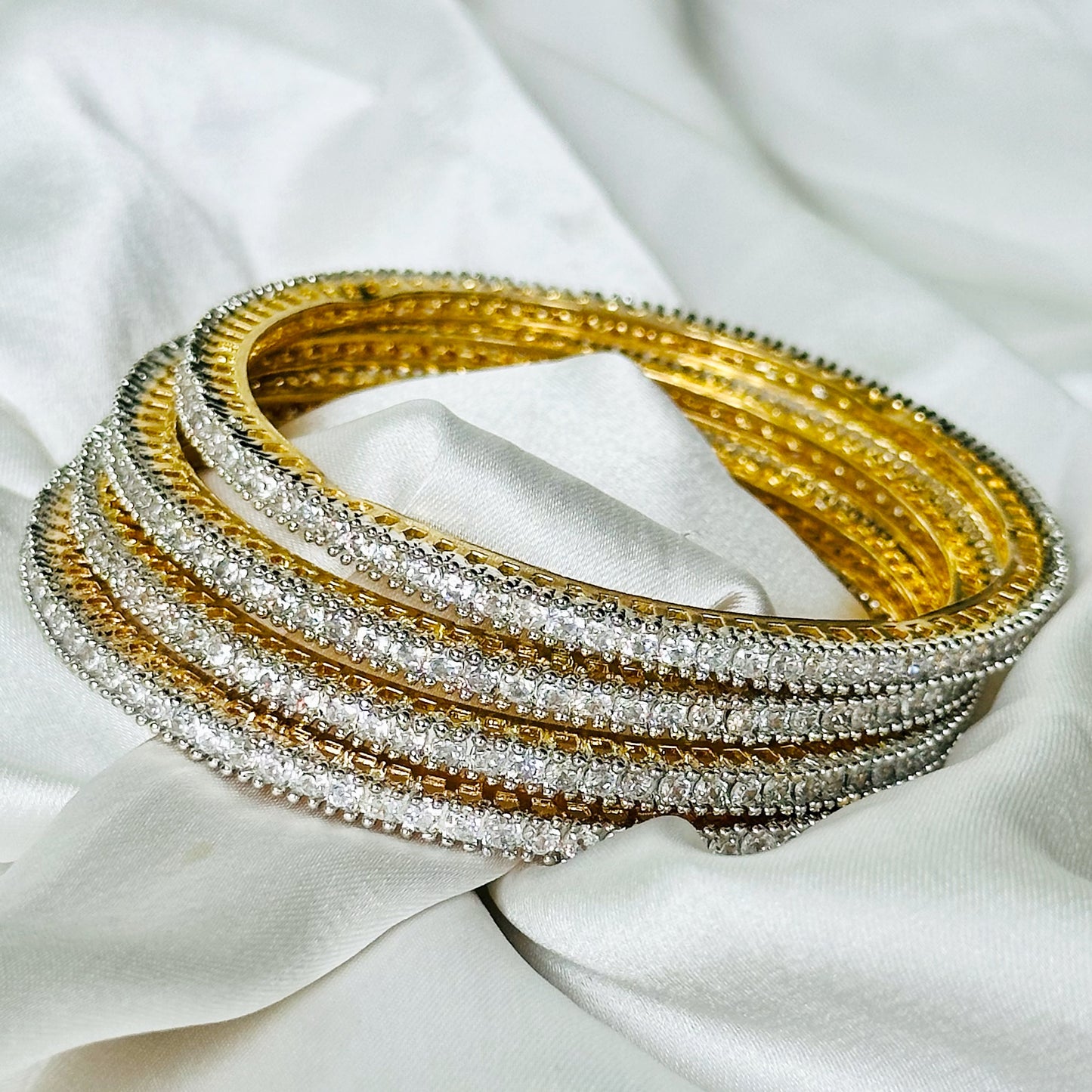 American Diamond Gold-Silver Plated Bangles Set of 4