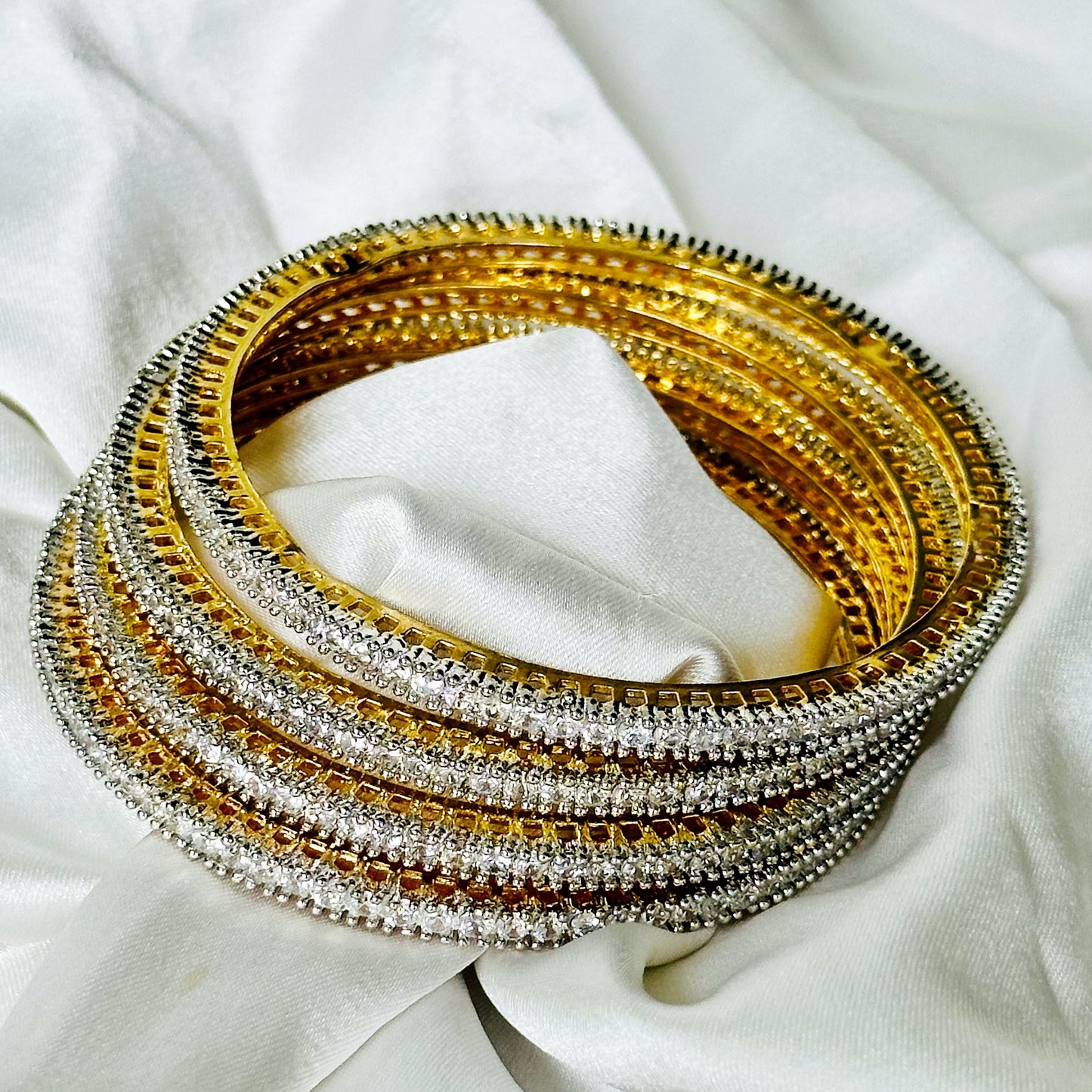 American Diamond Gold-Silver Plated Bangles Set of 4