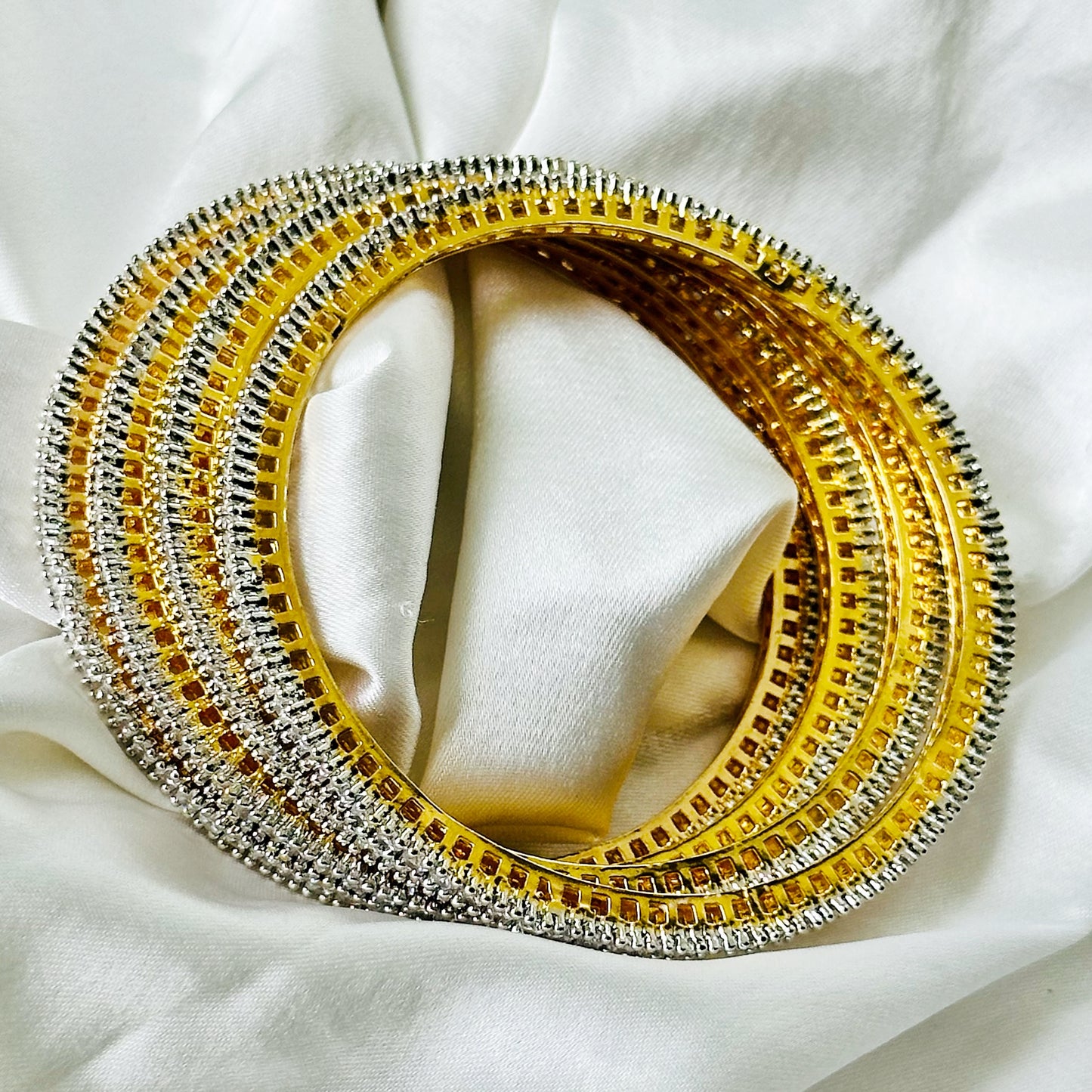 American Diamond Gold-Silver Plated Bangles Set of 4