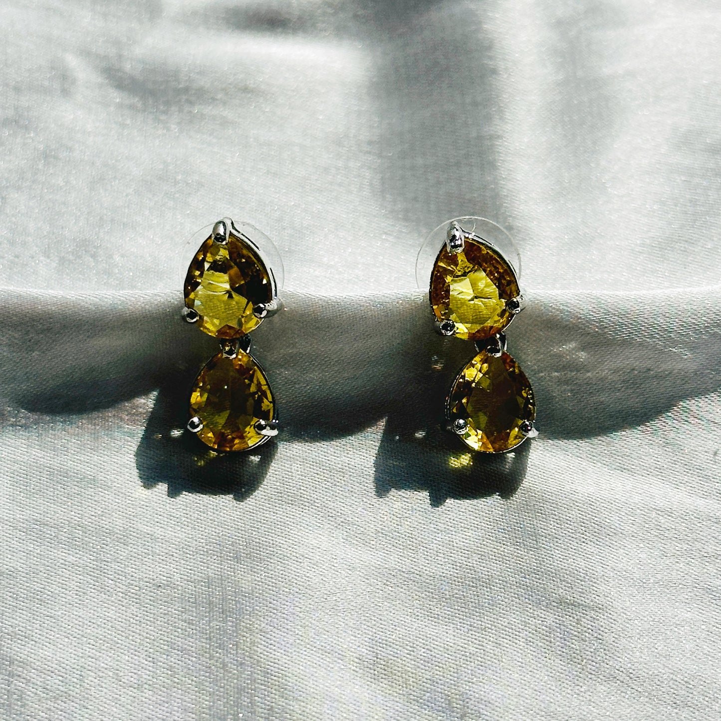 Yellow Topaz Cubic Zircon Stones Silver Plated Necklace Set