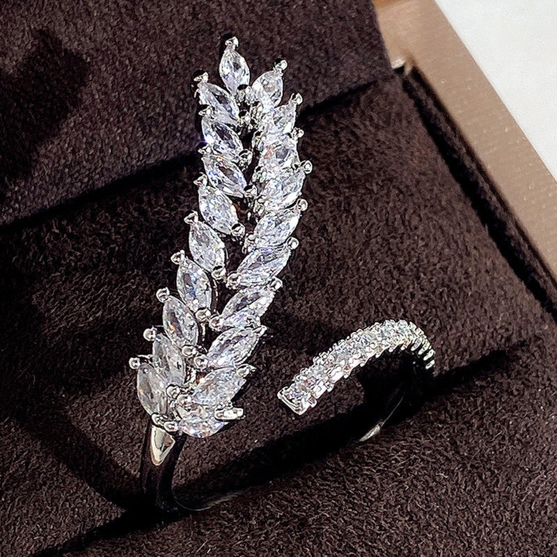 American Diamond Silver Plated Adjustable Ring