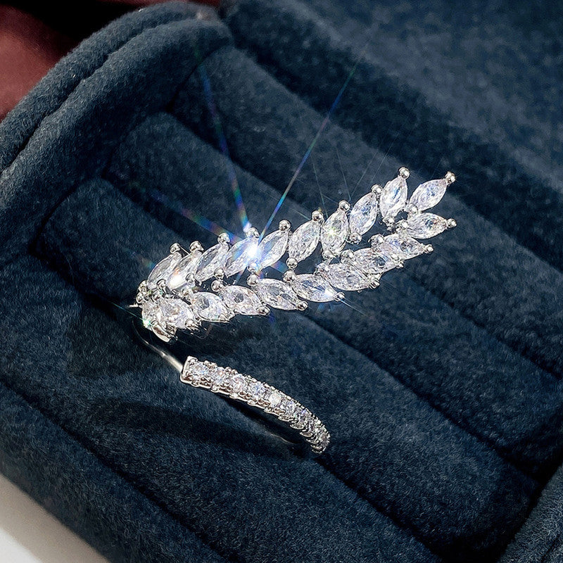 American Diamond Silver Plated Adjustable Ring