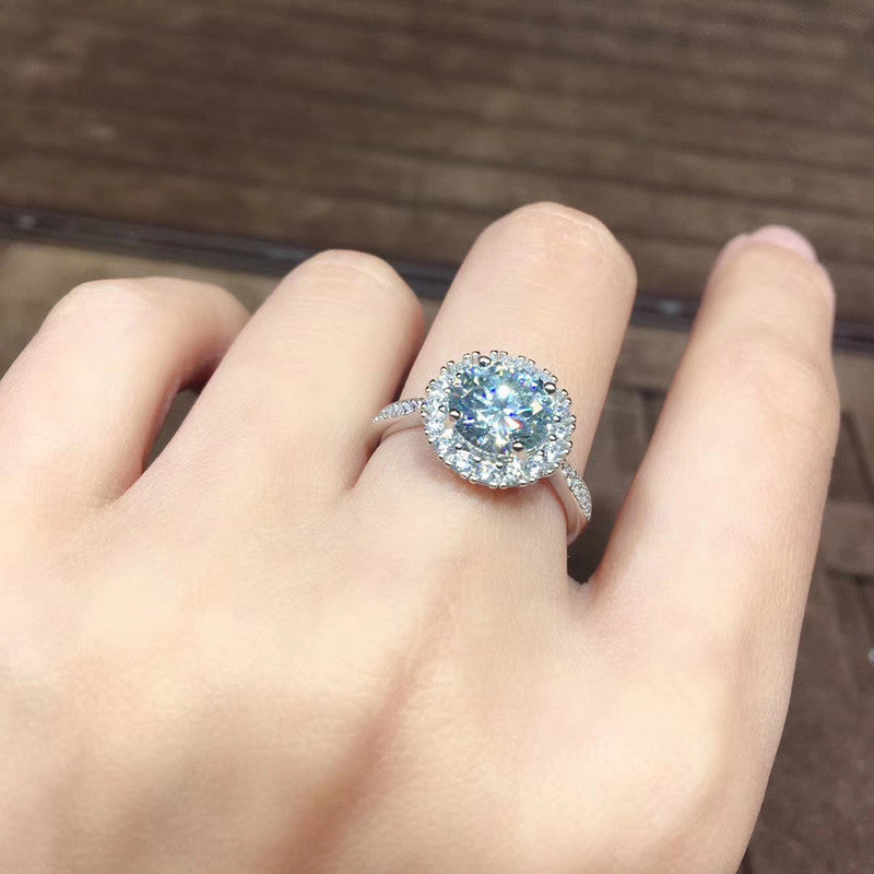 Solitaire Cubic Zircon American Diamond Silver Plated Adjustable Ring