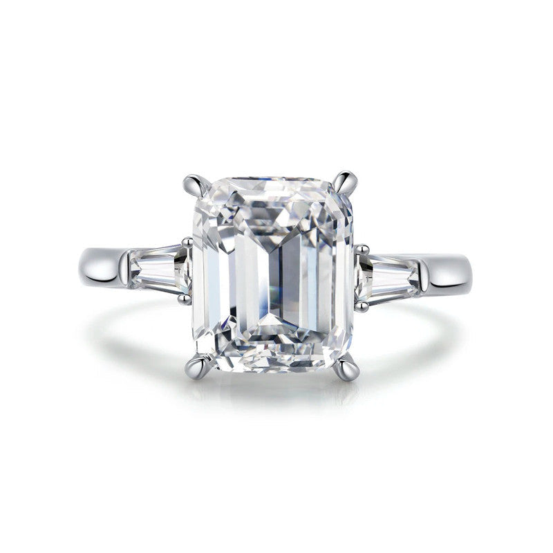 American Diamond Ice Cut Stone American Diamond Silver Plated Adjustable Ring