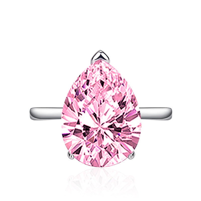 Pink Topaz Cubic Zircon Ice Cut Stone Silver Plated Adjustable Ring