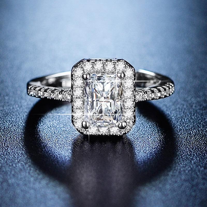 American Diamond Ice Cut Stone American Diamond Silver Plated Adjustable Ring