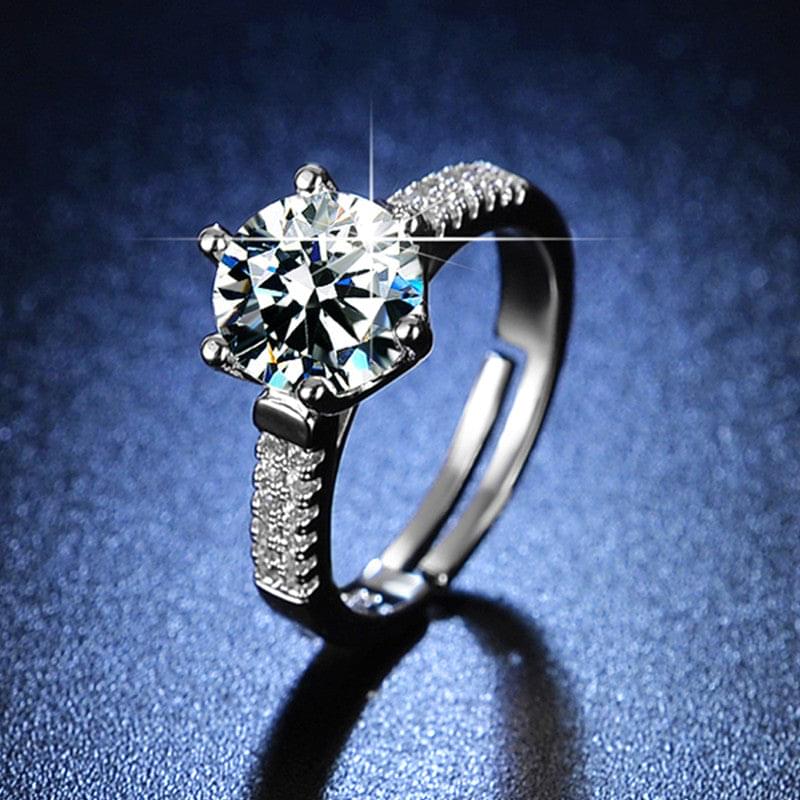 Solitaire Cubic Zircon American Diamond Silver Plated Adjustable Ring