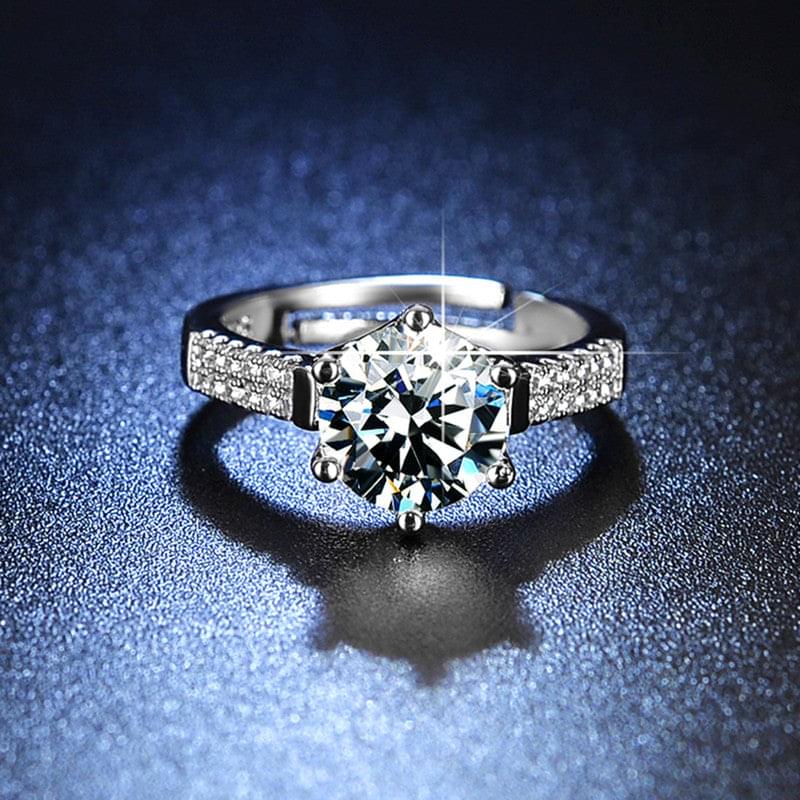 Solitaire Cubic Zircon American Diamond Silver Plated Adjustable Ring
