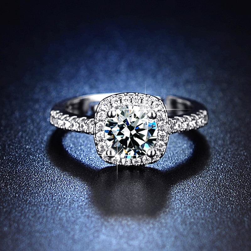 Solitaire Cubic Zircon American Diamond Silver Plated Adjustable Ring