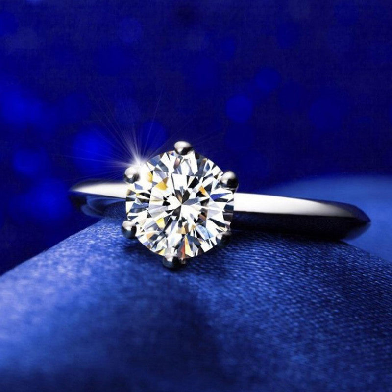 Solitaire Cubic Zircon Silver Plated Adjustable Ring