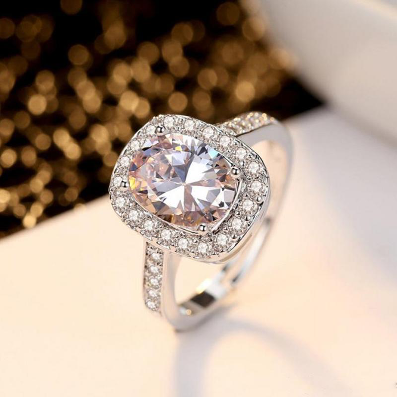 Solitaire Cubic Zircon American Diamond Silver Plated Adjustable Ring