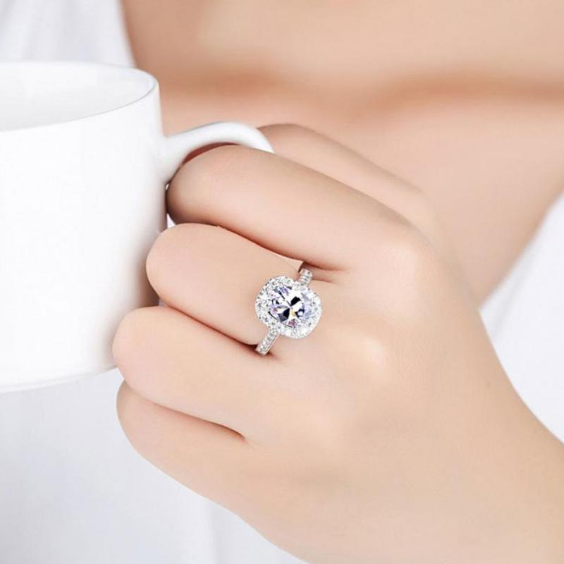 Solitaire Cubic Zircon American Diamond Silver Plated Adjustable Ring