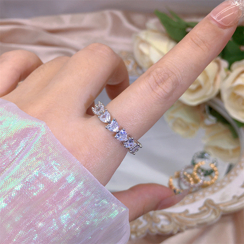 Matrix Design American Diamond Silver Plated Adjustable Ring
