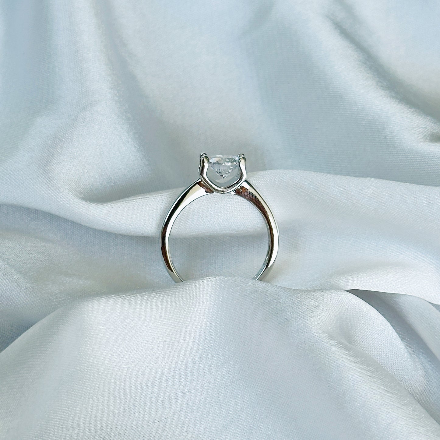 American Diamond Solitaire Ice Cut Stone Silver Adjustable Ring