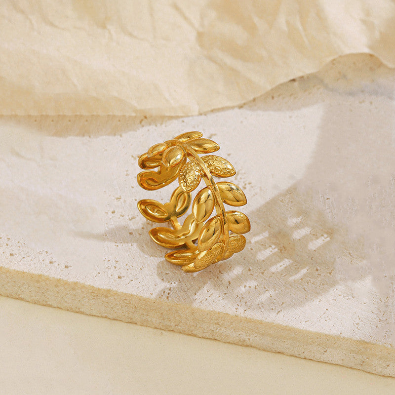 Contemporary Designs Anti-Tarnish Stainless Steel Gold Plated Adjustable Rings (Set of 5)