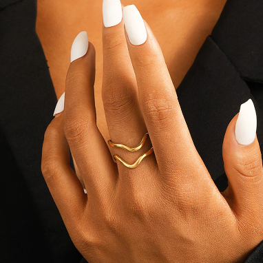 Contemporary Designs Anti-Tarnish Stainless Steel Gold Plated Adjustable Rings (Set of 5)