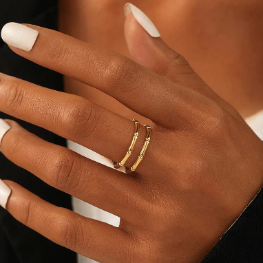 Contemporary Designs Anti-Tarnish Stainless Steel Gold Plated Adjustable Rings (Set of 5)