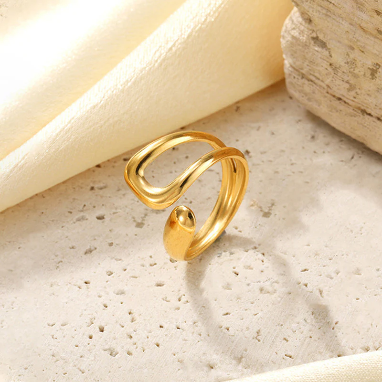 Contemporary Designs Anti-Tarnish Stainless Steel Gold Plated Adjustable Rings (Set of 5)
