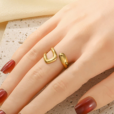 Contemporary Designs Anti-Tarnish Stainless Steel Gold Plated Adjustable Rings (Set of 5)