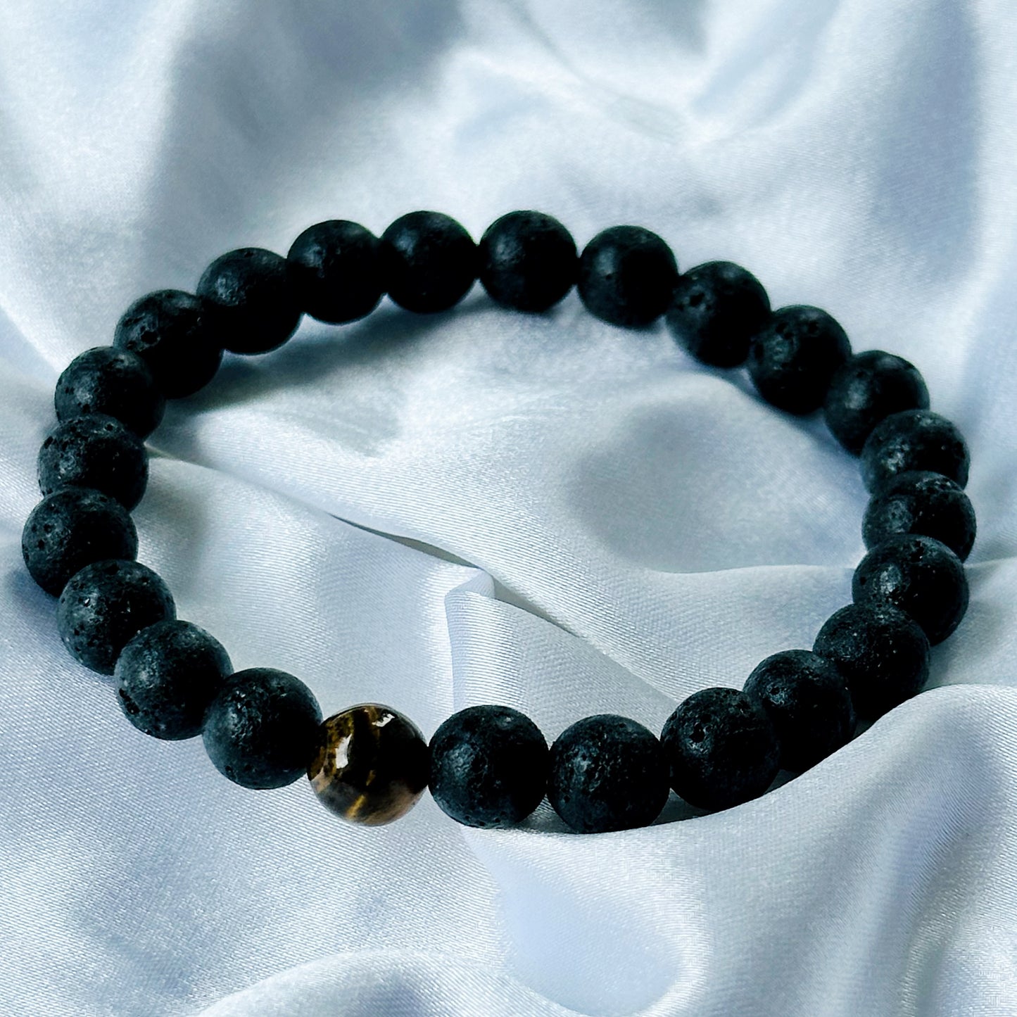 Black Lava & Tiger Eye Stones Bracelet, Set of 2