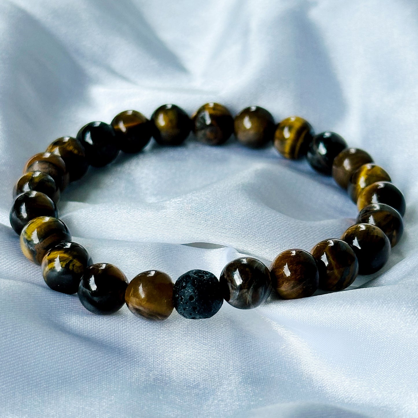 Black Lava & Tiger Eye Stones Bracelet, Set of 2