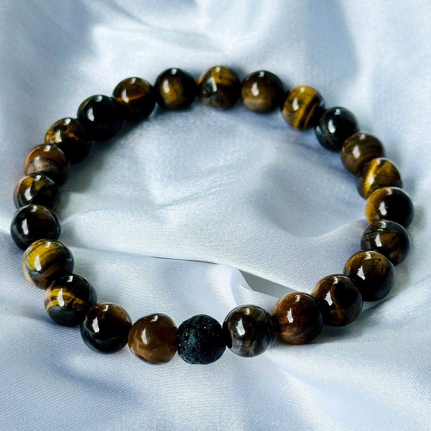 Black Lava & Tiger Eye Stones Bracelet, Set of 2