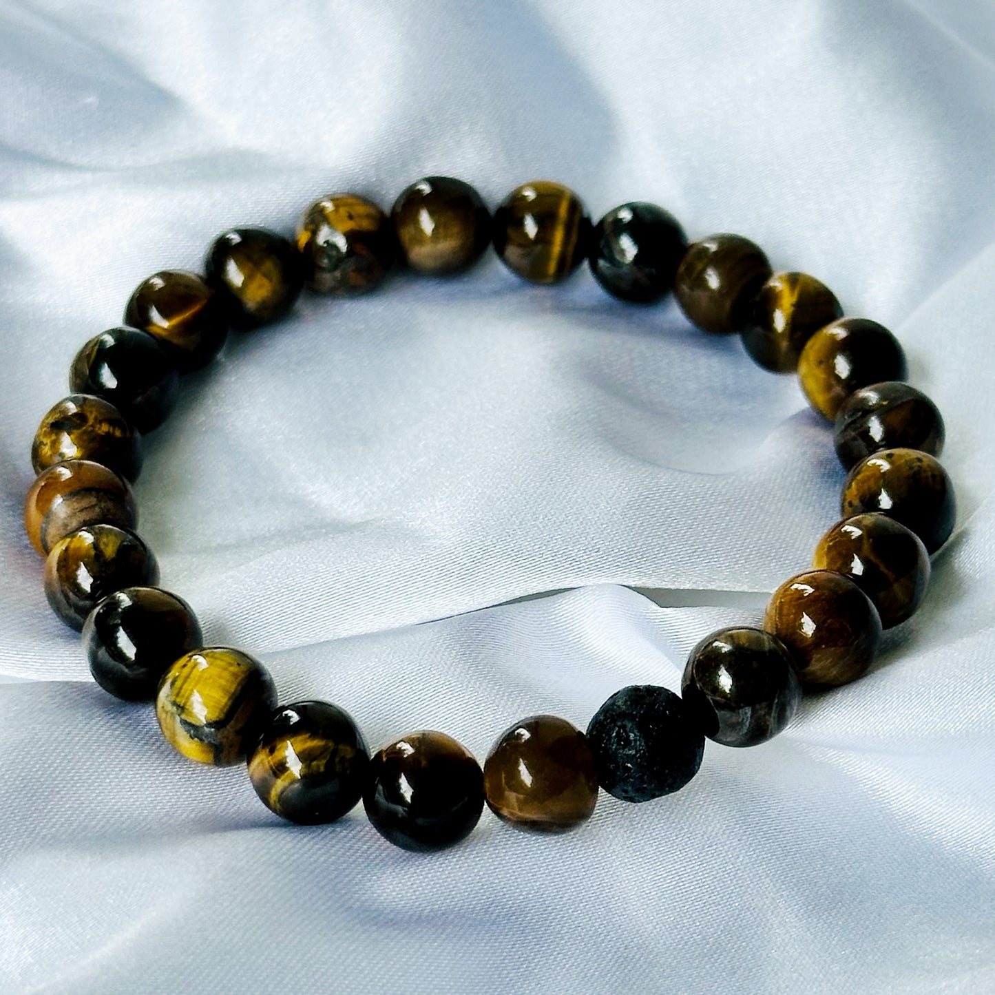 Black Lava & Tiger Eye Stones Bracelet, Set of 2