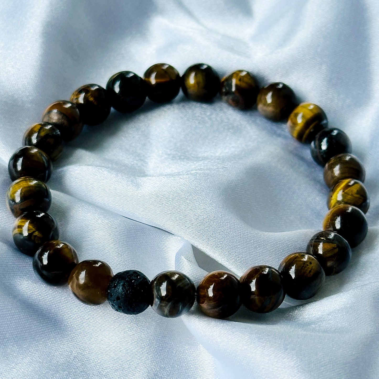 Black Lava & Tiger Eye Stones Bracelet, Set of 2