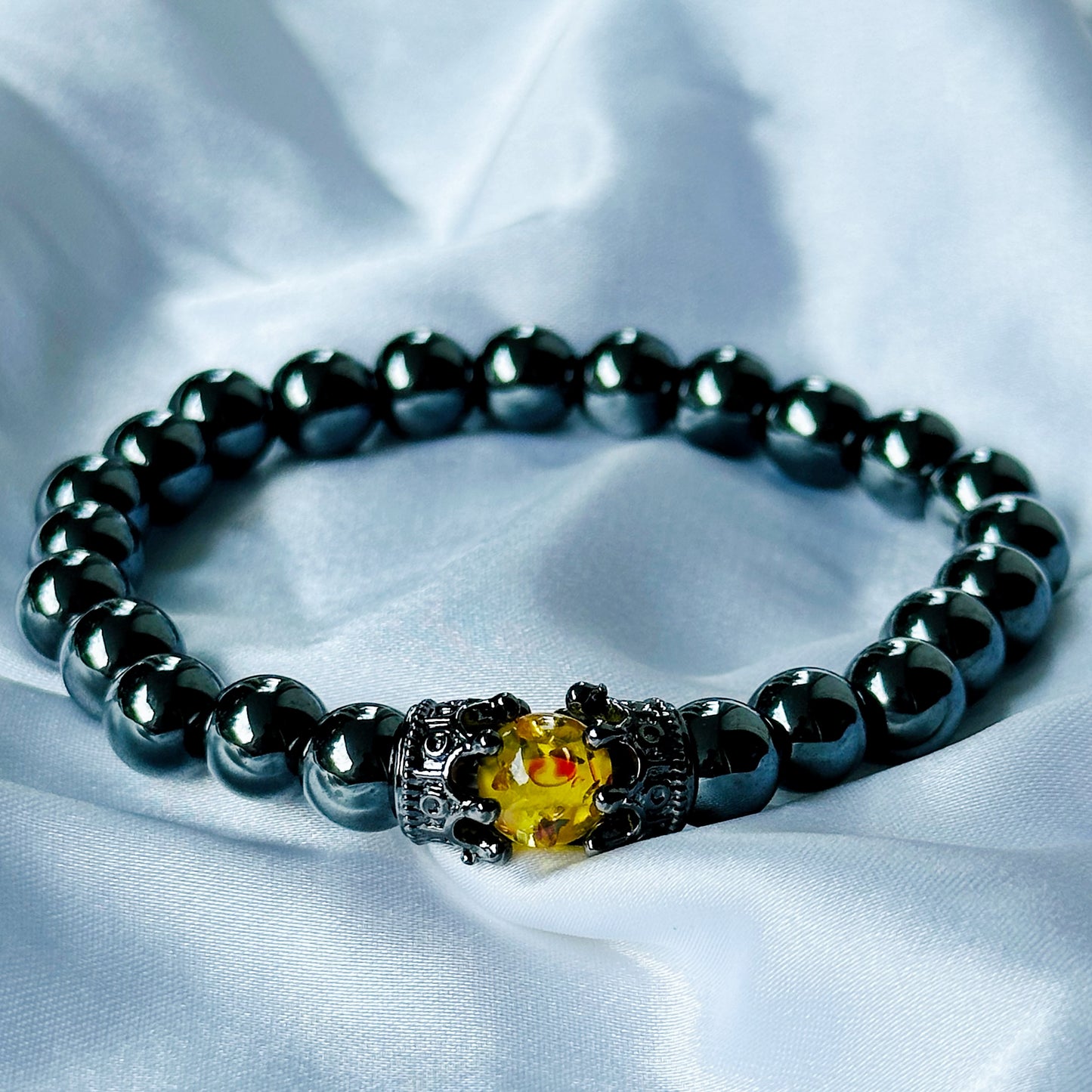 Black Obsidian & Tiger Eye Stones Bracelet, Set of 2