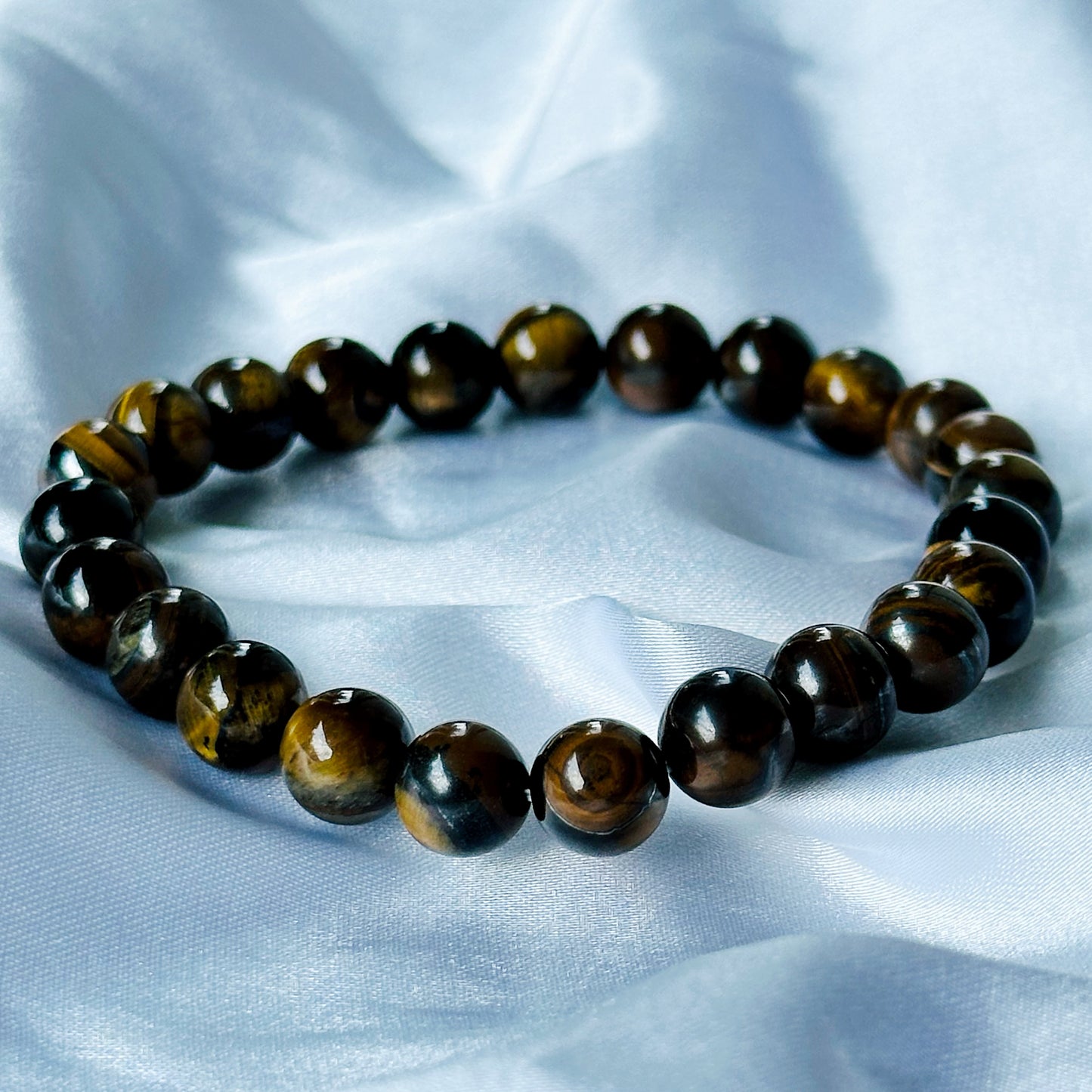 Black Lava/Obsidian & Tiger Eye Stones Bracelet, Set of 3