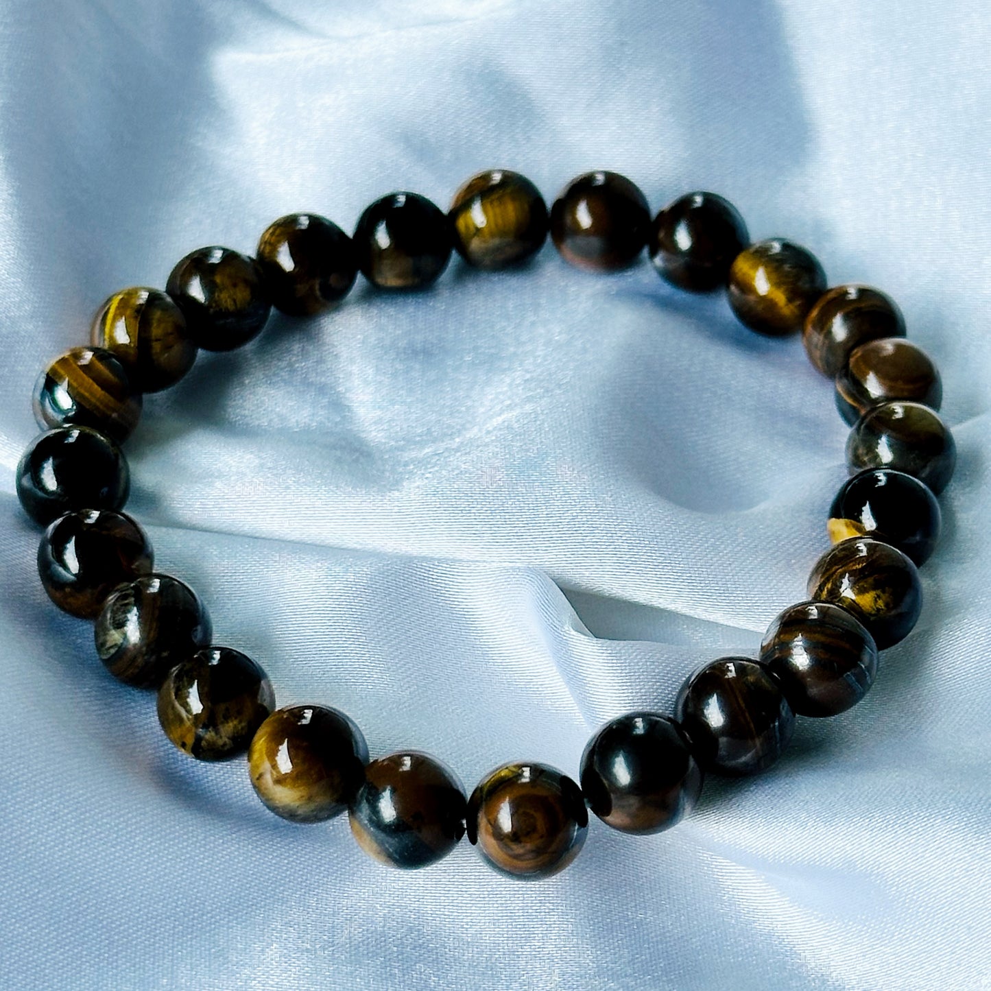 Black Lava/Obsidian & Tiger Eye Stones Bracelet, Set of 3