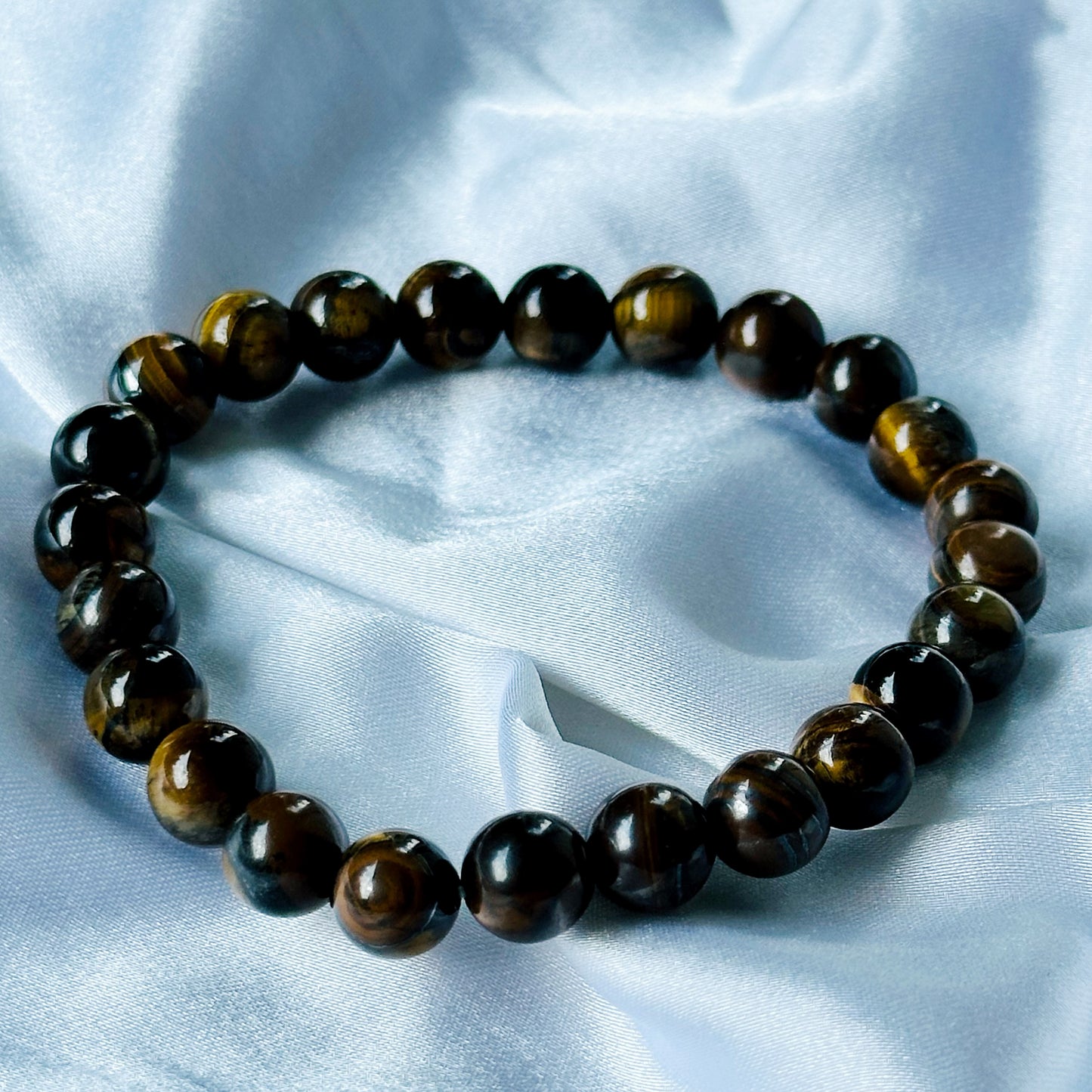 Black Lava/Obsidian & Tiger Eye Stones Bracelet, Set of 3