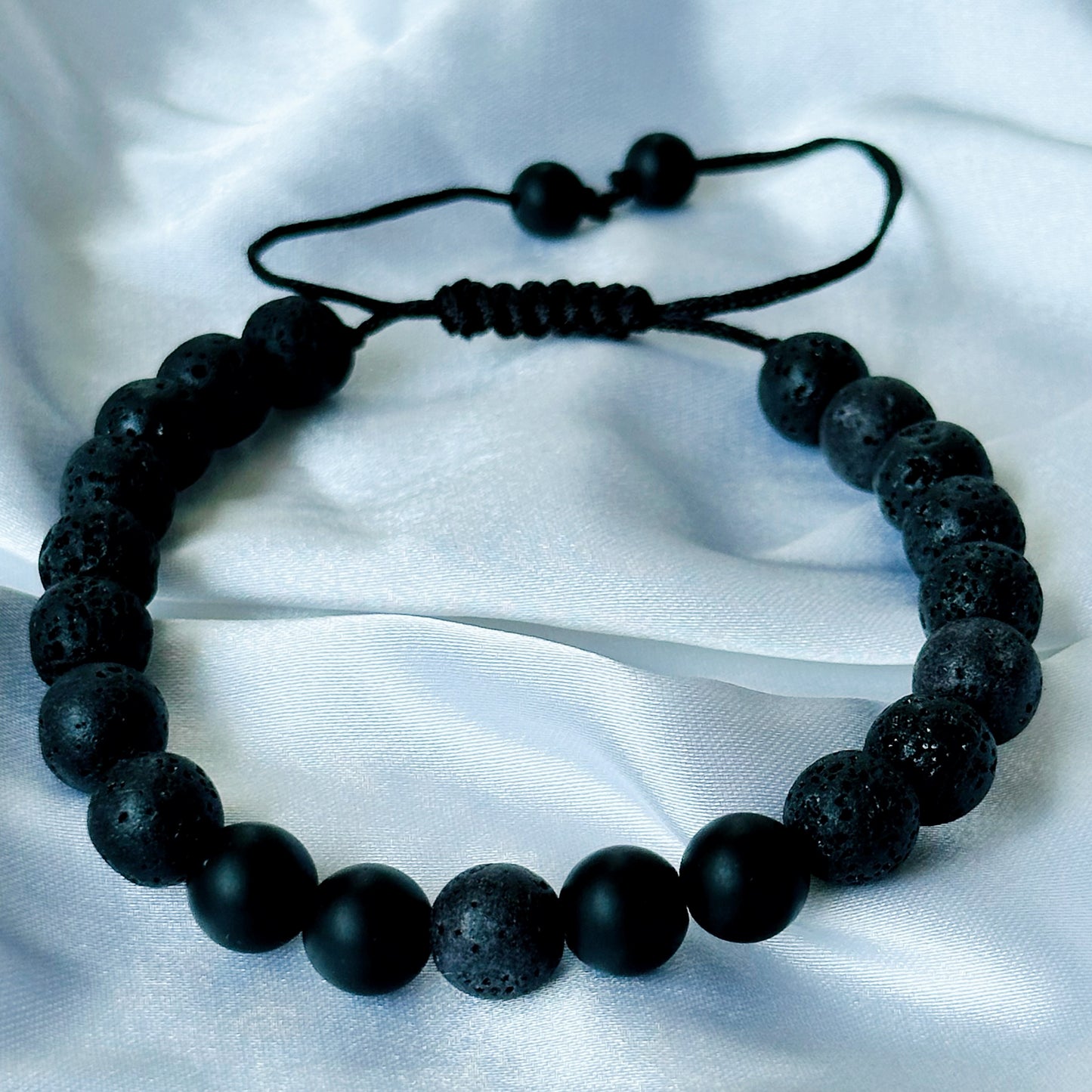 Black Lava & Tiger Eye Stones Bracelet, Set of 2