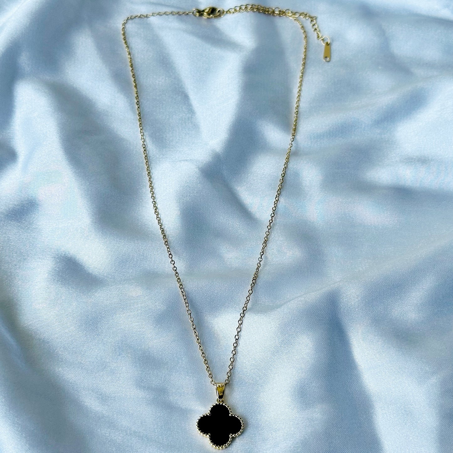 Floral Design Black/Gold Plated Stainless Steel Necklace
