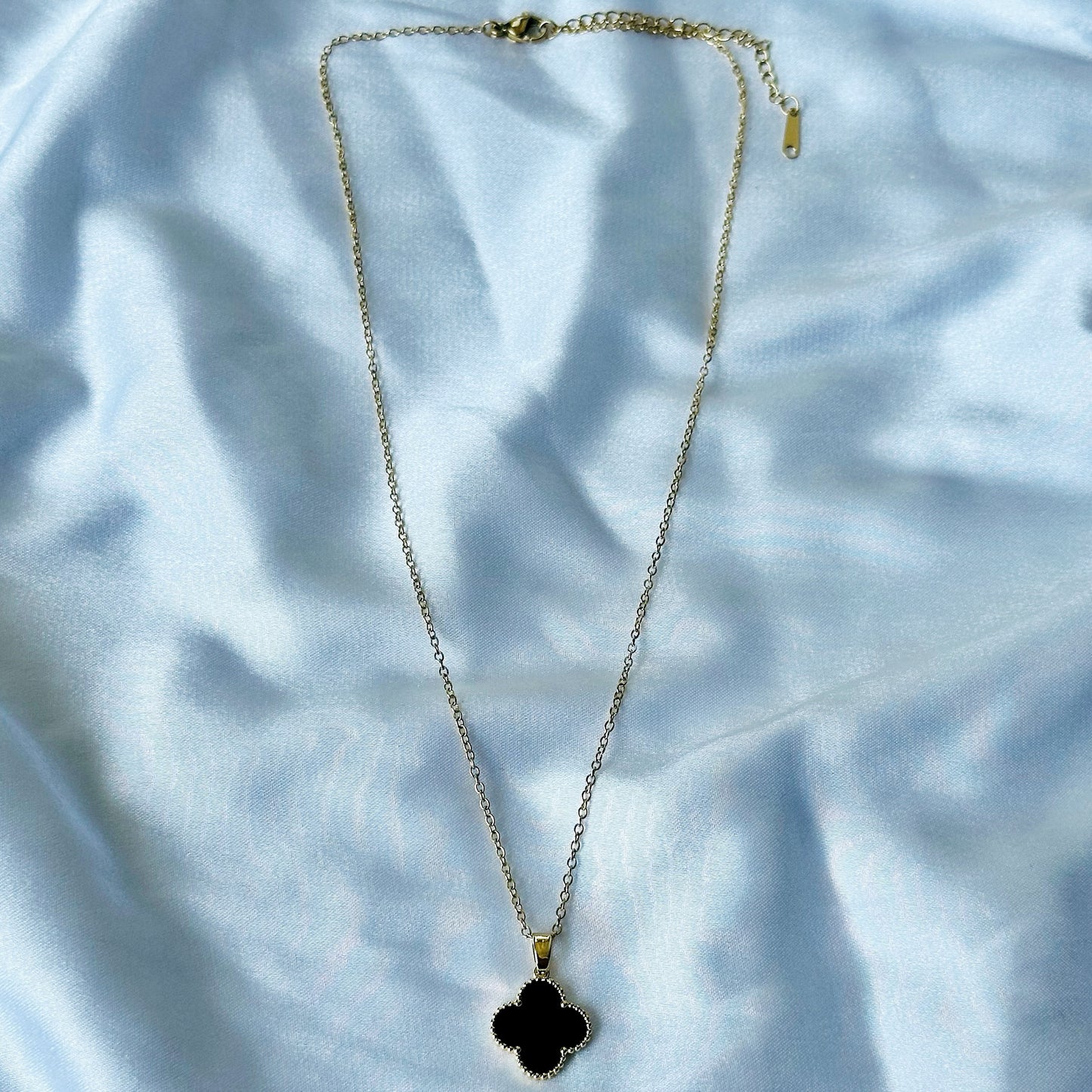 Floral Design Black/Gold Plated Stainless Steel Necklace