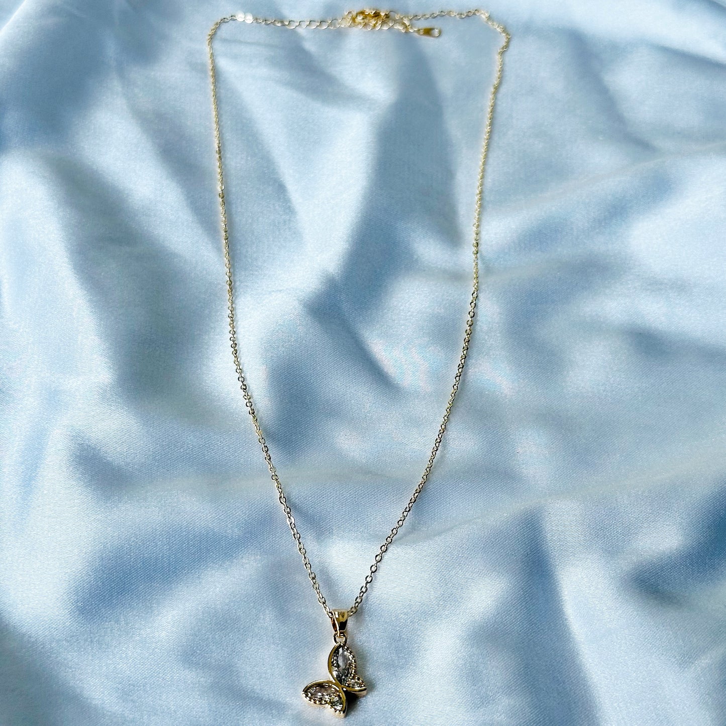 Butterfly Design American Diamond Gold Plated Stainless Steel Necklace