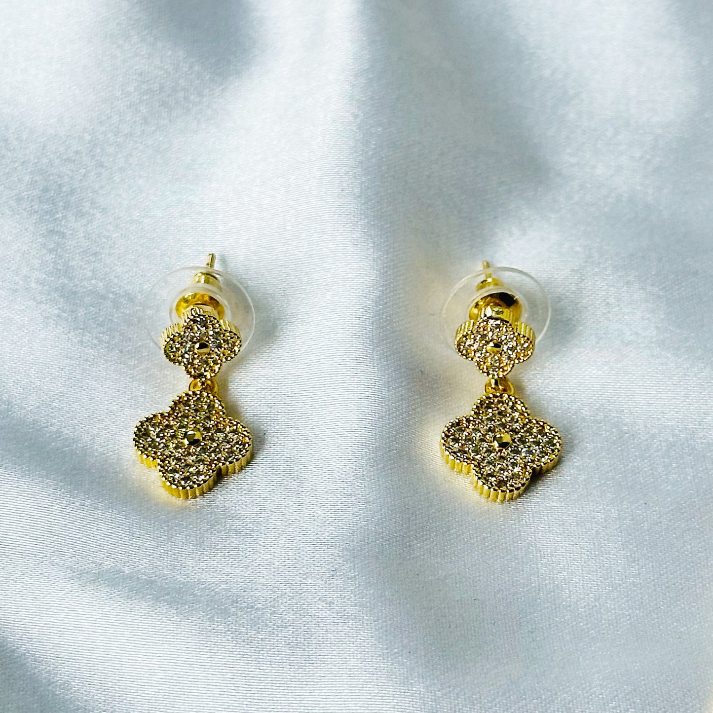 Floral Design American Diamond Gold Plated Pendant Set