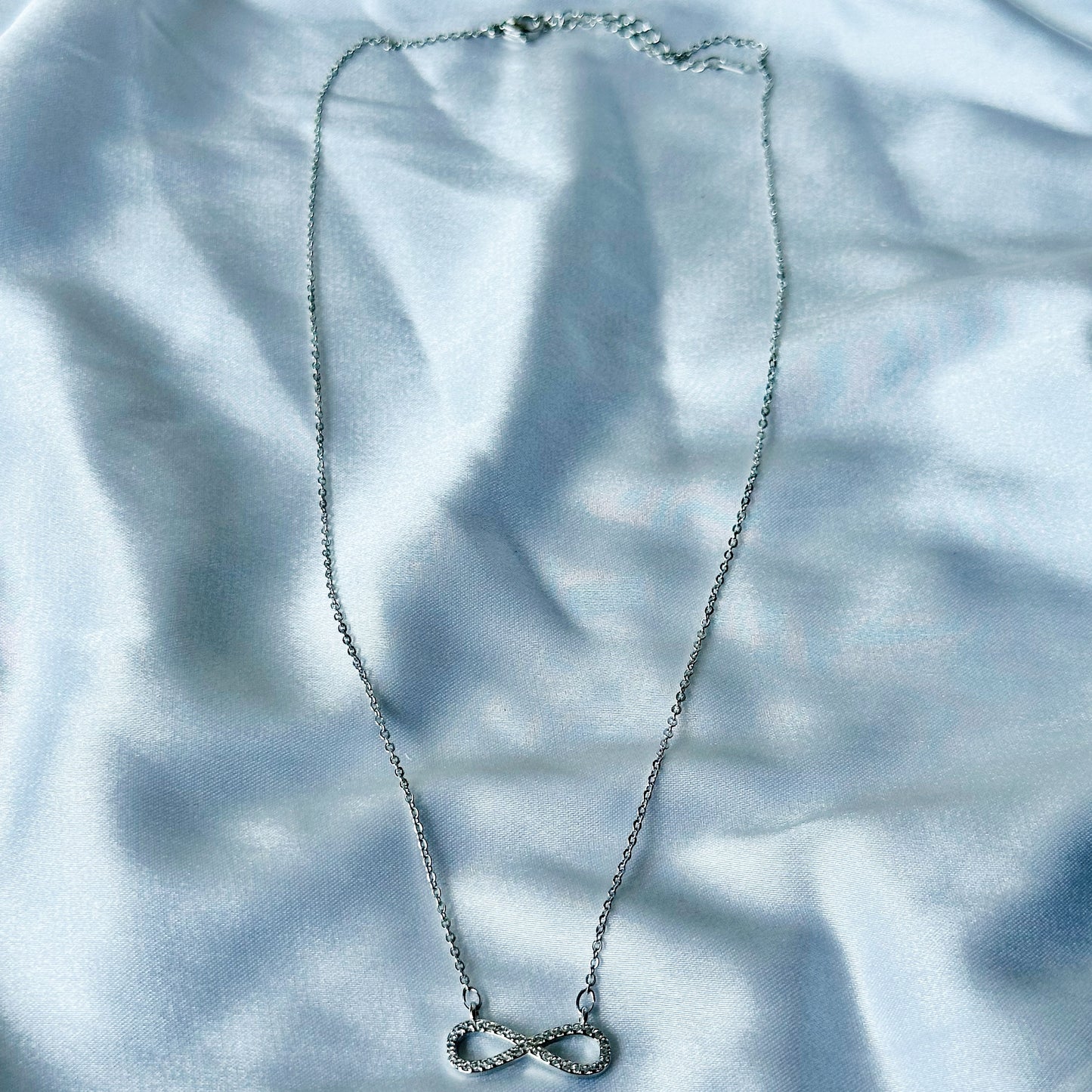 Infinity Design American Diamond Silver Plated Stainless Steel Necklace