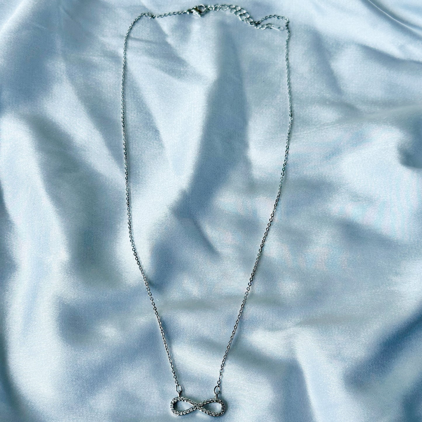 Infinity Design American Diamond Silver Plated Stainless Steel Necklace