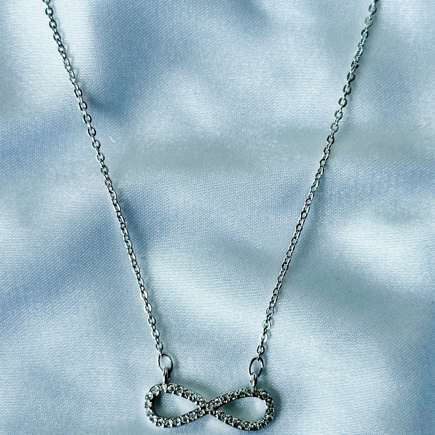 Infinity Design American Diamond Silver Plated Stainless Steel Necklace