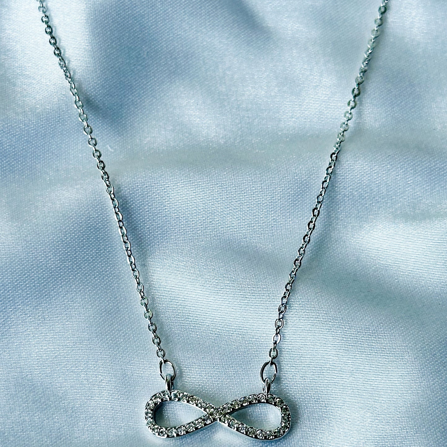 Infinity Design American Diamond Silver Plated Stainless Steel Necklace
