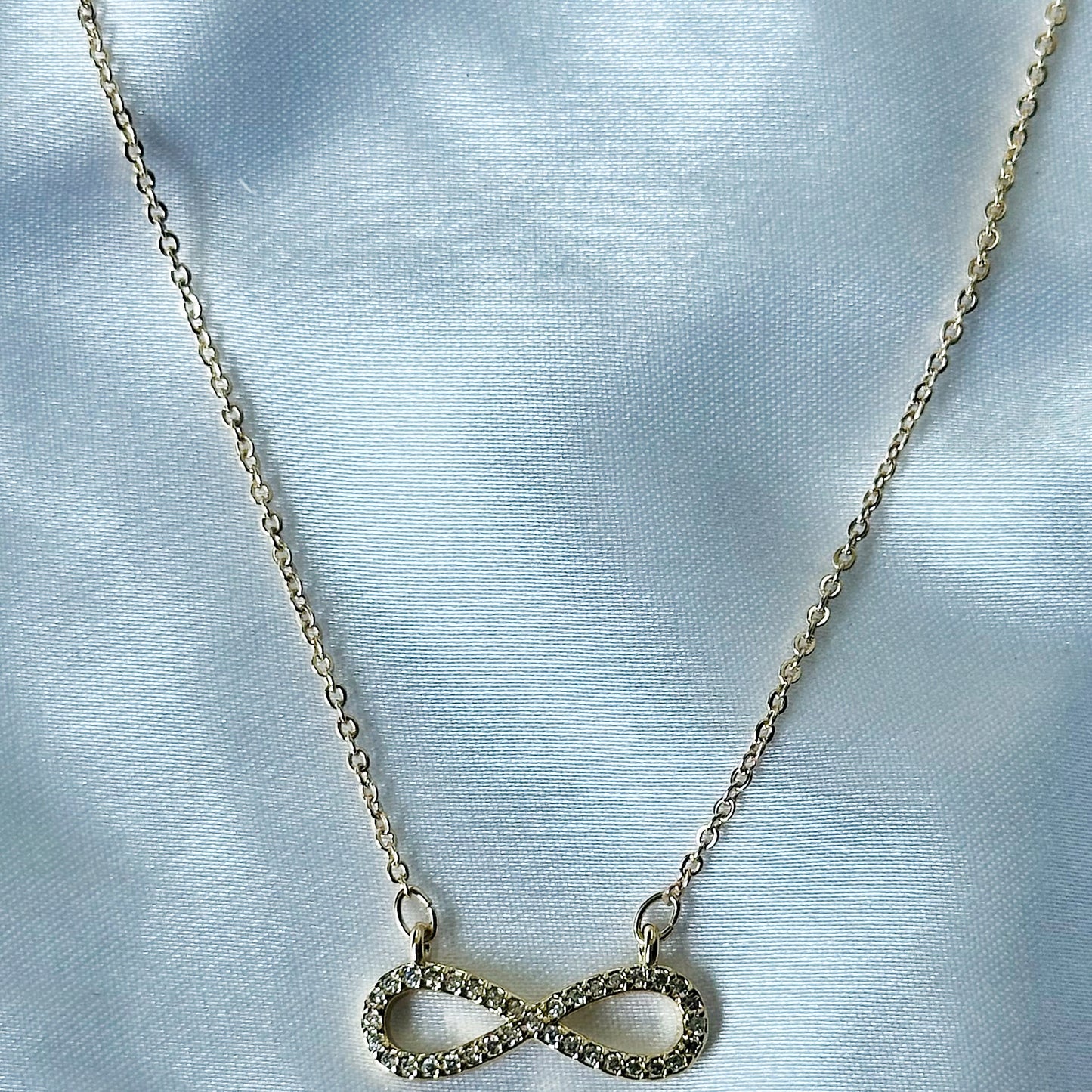 Infinity Design American Diamond Gold Plated Stainless Steel Necklace