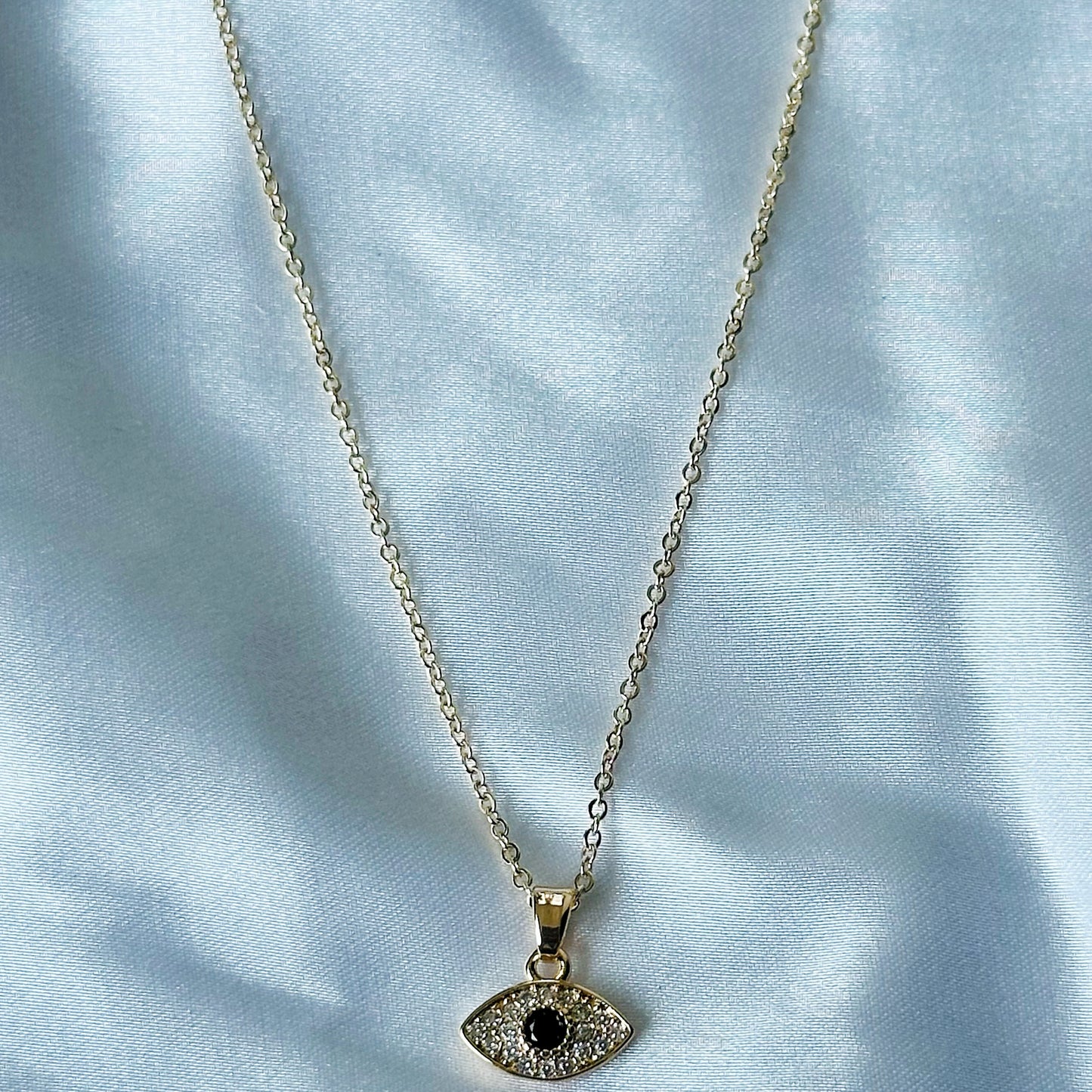 Evil Eye Design American Diamond Gold Plated Anti-Tarnish Necklace