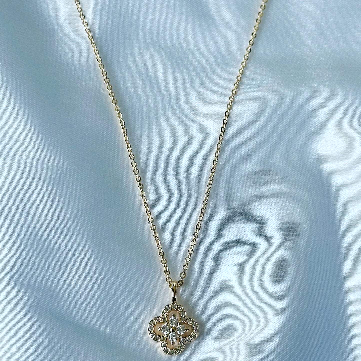 Floral Design American Diamond Gold Plated Stainless Steel Necklace
