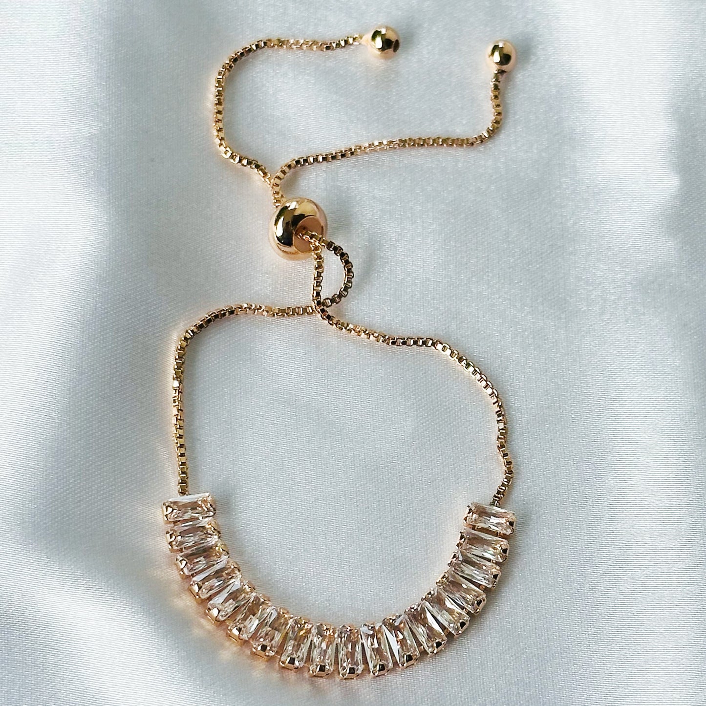 Solitaire Cubic Zirconia American Diamond Rose Gold Plated Adjustable Bracelet