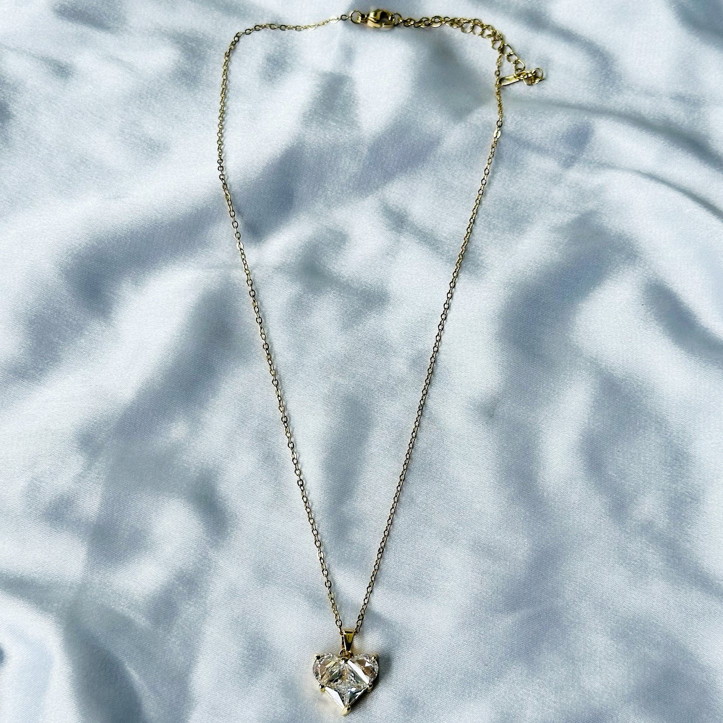 Crystal Heart Design American Diamond Gold Plated Stainless Steel Necklace