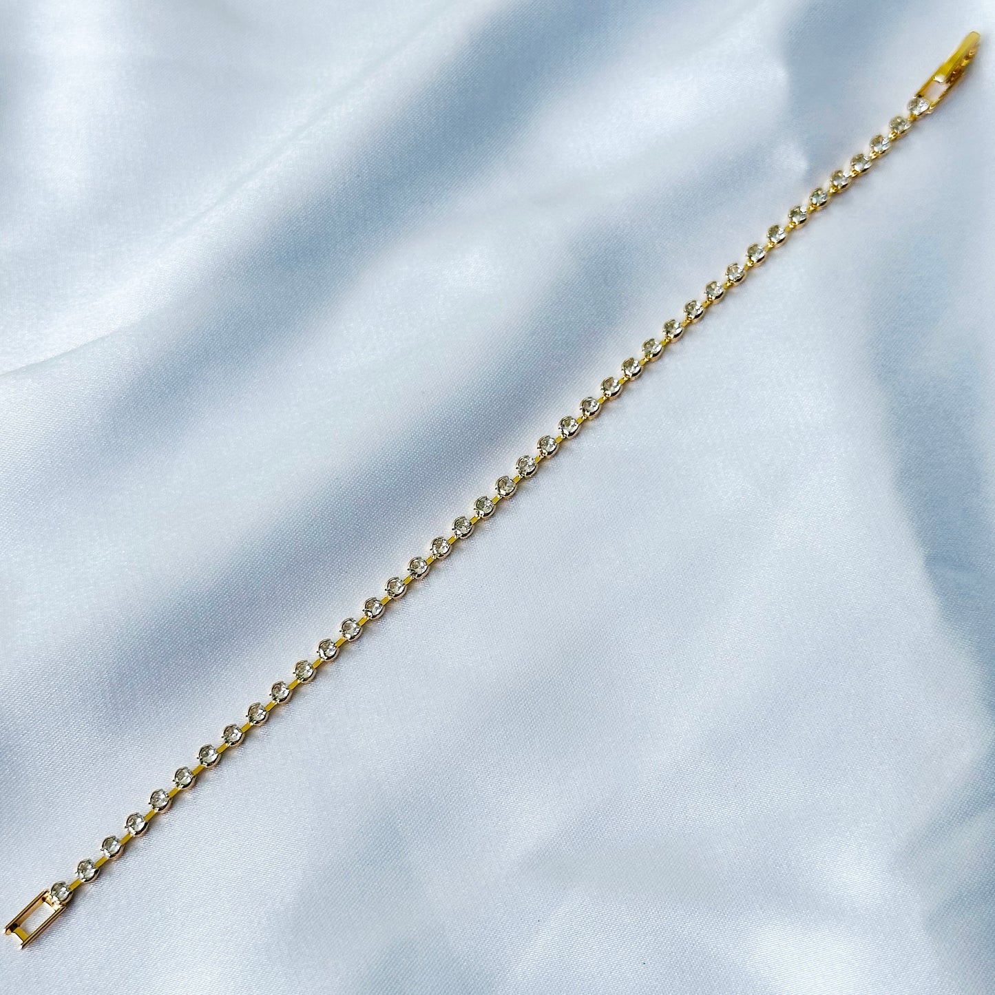 American Diamond Gold Plated Chain Bracelet