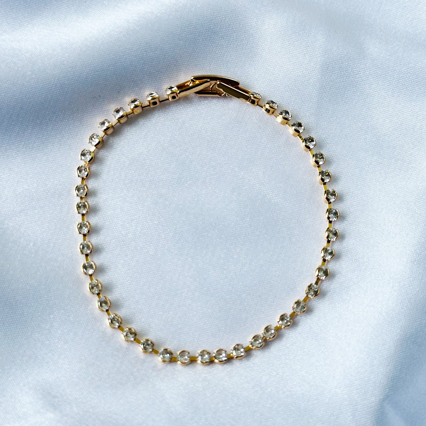 American Diamond Gold Plated Chain Bracelet